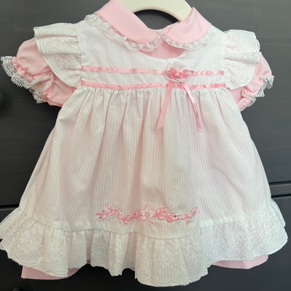 Adorable Spring / Easter Pink and White Baby Dress